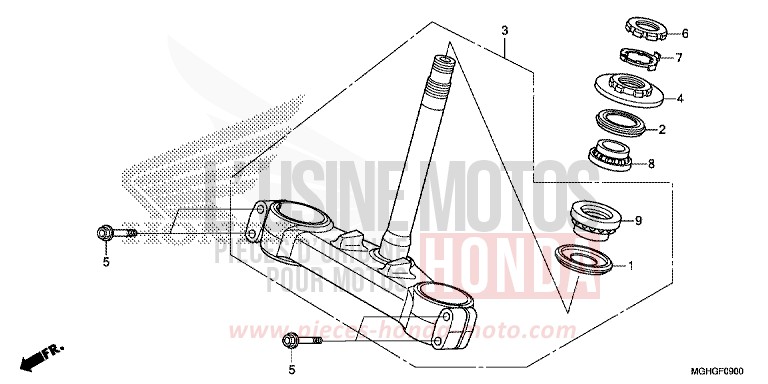 STEERING STEM for VFR1200X Dual Clutch CANDY PROMINENCE RED (R342B) from 2016